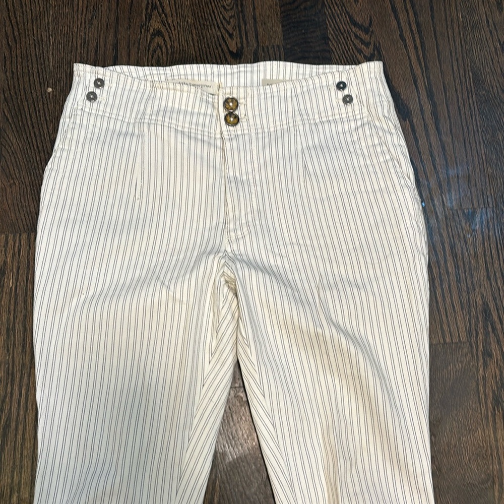 Pilcro and The Letterpress high rise skinny white striped stretchy jeans 28